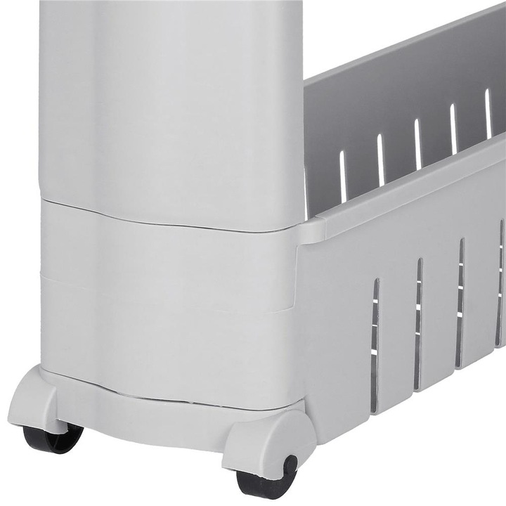 Sistem rafturi de depozitare cu roti pentru bucatarie sau baie cu 3 polite, 54x13x70cm, gri