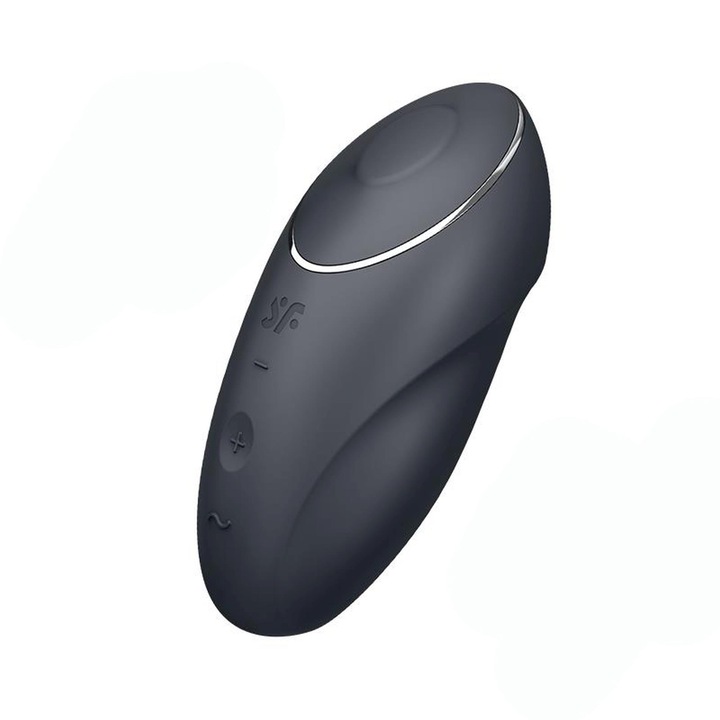 Вибратор Satisfyer Tap & Climax 1, силикон, 11 програми за вибрация и 11 програми за тласък, водоустойчив, сив