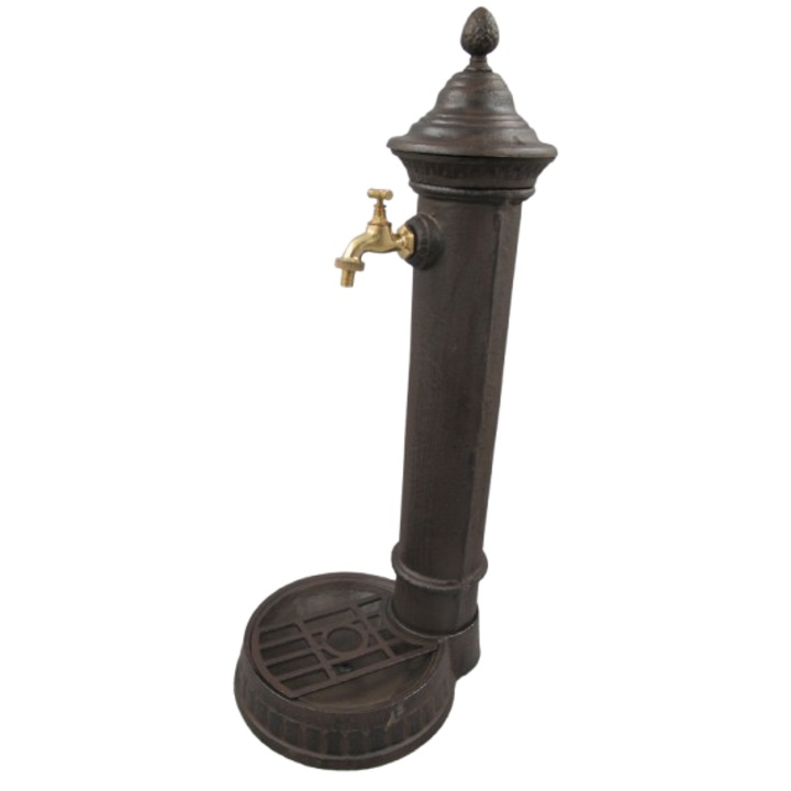 Fantana gradina cu picior, fonta, cismea maro, H. 78 x 33 cm