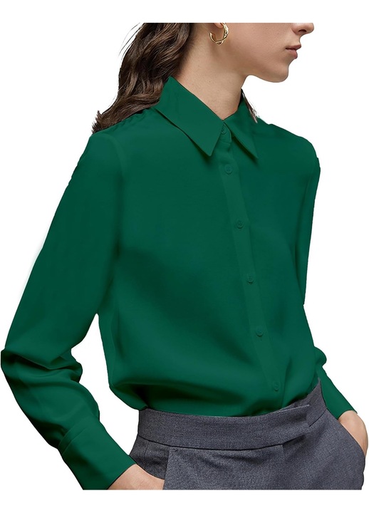Camasa dama SPRING SEAON, maneca lunga, poliester, Verde