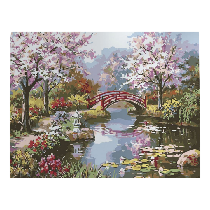 Festés számokkal készlet, Kerettel Képek festéshez - Táj, Tavaszi park 40x50 cm