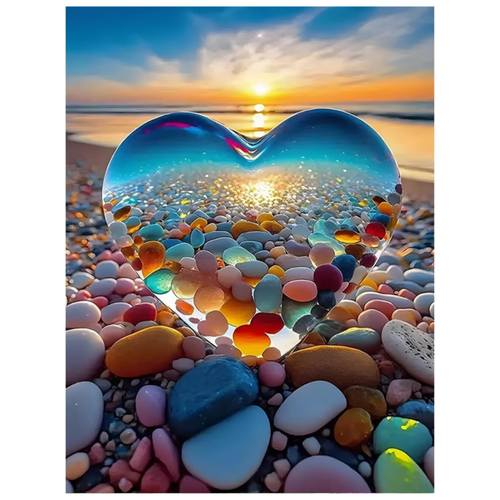 Festés szám szerint, Kerettel Képek festéshez, Naplemente, Szív 40x50 cm