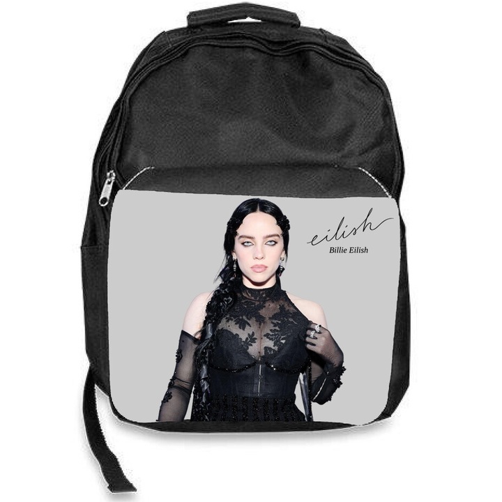 Ghiozdan scoala billie eilish, negru, 30x45x17cm