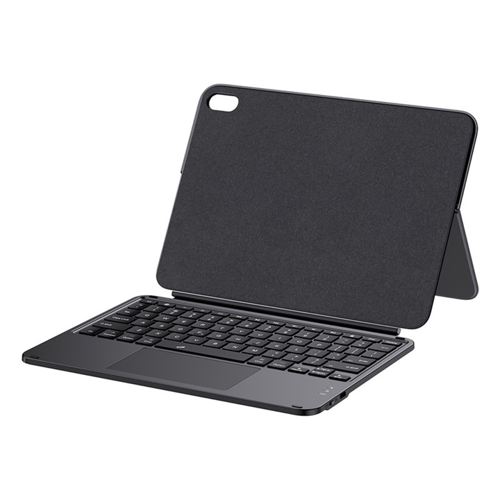 Husa pentru iPad 10 2022 10.9, R58, Aluminiu, Piele ecologica, Policarbonat, Brilliance Magnetic Detachable Keyboard, Negru
