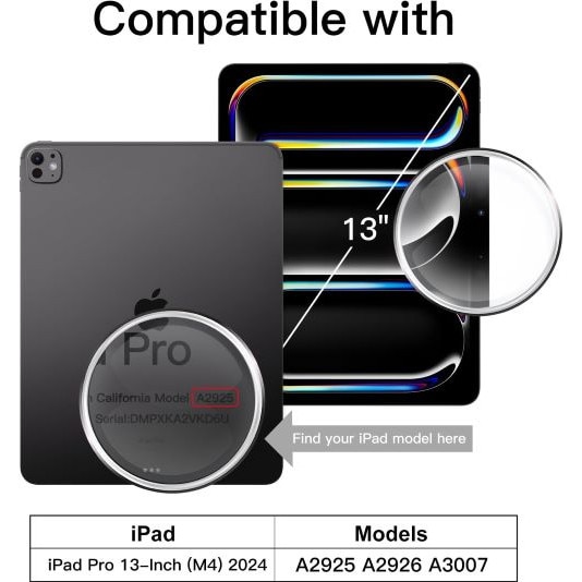 Husa 360 Smart Cover compatibila cu iPad Pro 13" M4/M5 2024/2025, Pencil Slot Rebound, Wake-Sleep, Camera Protection, Gri