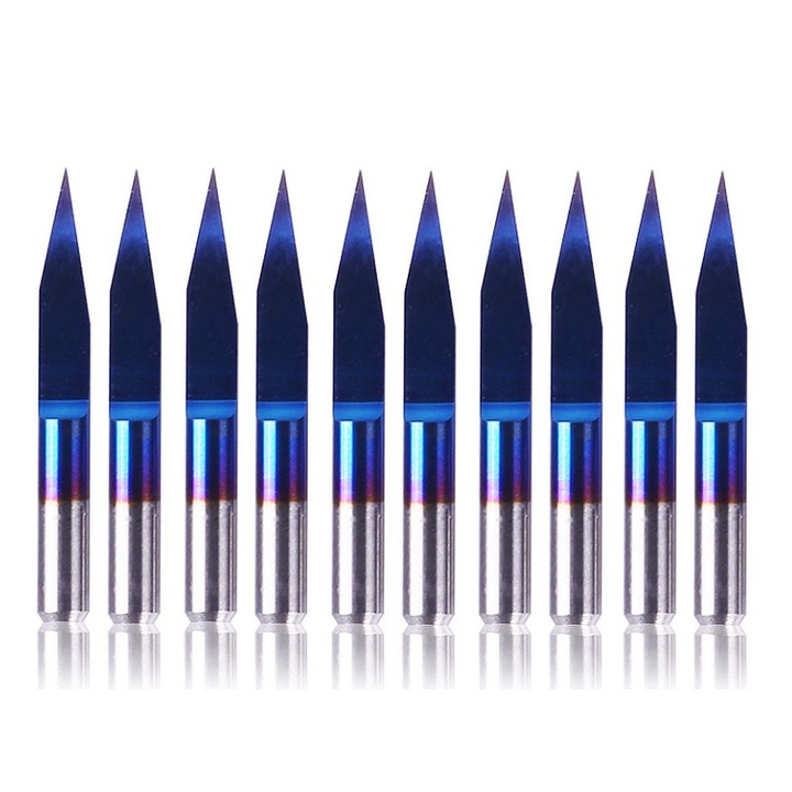 Set 10 Freze V-Shaped Yakumuz, Acoperire Nano Albastra, 20 Grade, 0.1mm Varf, Multicolor