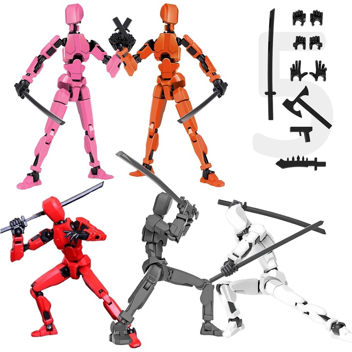 Комплект от 5 играчки Dummy 13 Robot VICTINY ® със стави 16, 5 см, 3D принтирани, произволни цветове