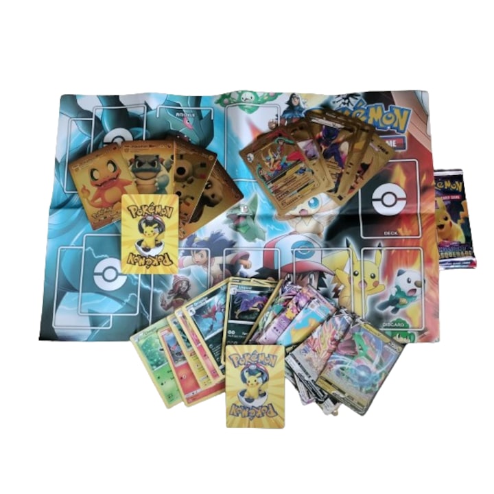 Victiny pokemon kártya fémdoboz, 40 kártya / 5 arany kártya / 5 speciális kártya / boríték 10 kártya / játéktábla, 119 cm / 12 cm