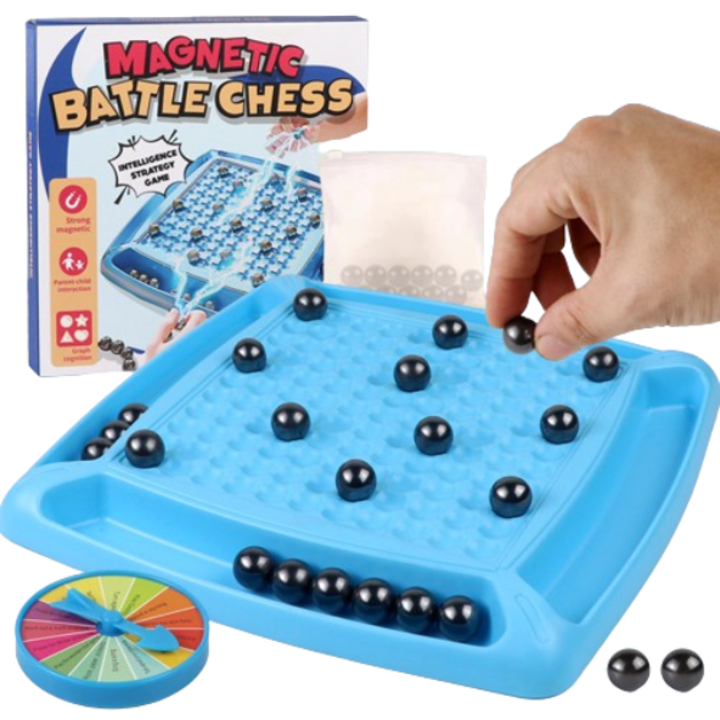 Mágneses társasjáték, oktatási, kék-fehér, 17,2x17,2x2 cm, a család számára