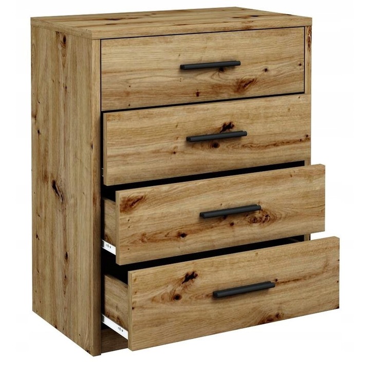 Komód, MATKAM, Bodo, BODO60ARTISAN, 60x35x75 cm, 4 fiók, matt, Forgácslap, Kézműves tölgy