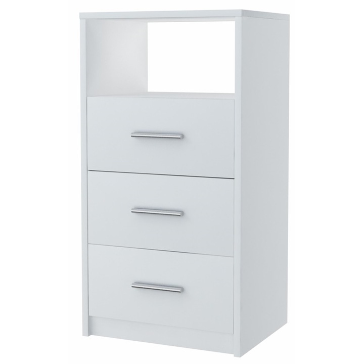 Comoda, MATKAM, Bodo, 40x35x75 cm, 3 Sertare, Mat, PAL, Alb