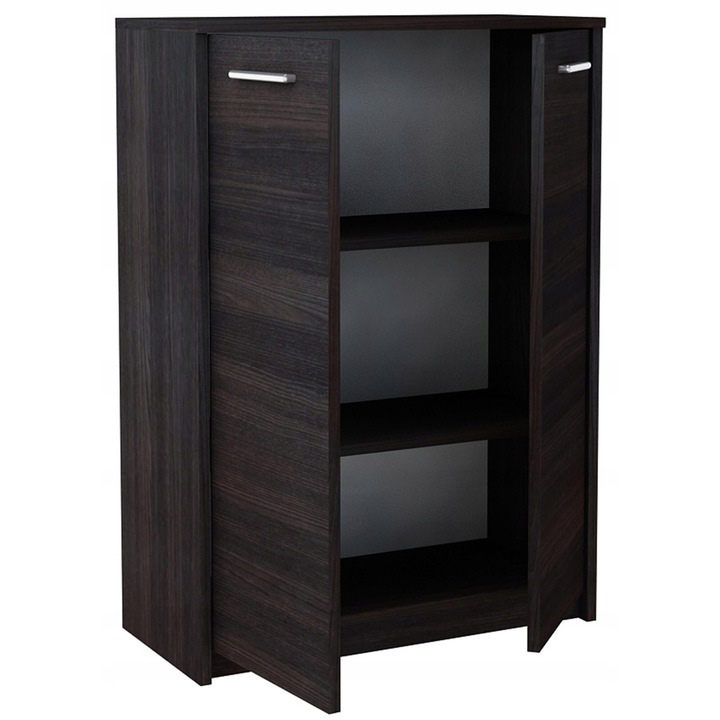 Komód, MATKAM, Bodo, 2D2PWENGE, 77x35x108 cm, 2 ajtós, matt, PAL, Wenge