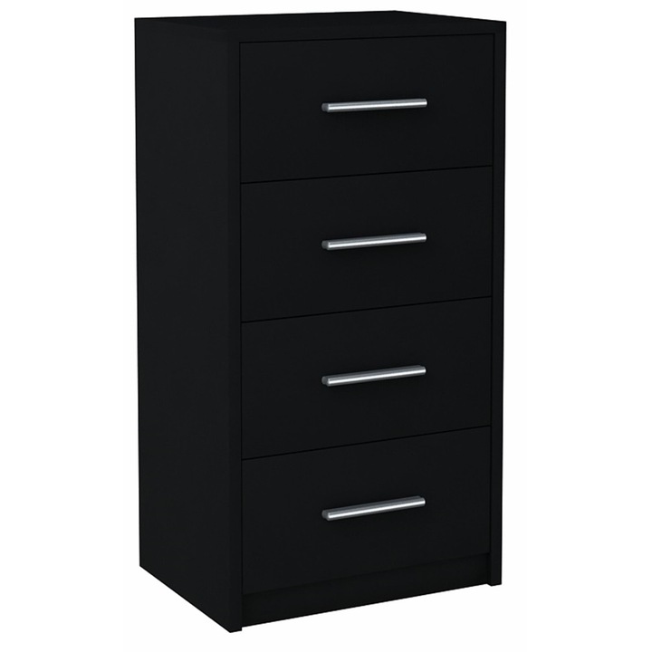 Comoda, MATKAM, Bodo, KBODO4SCZARNA, 40x35x75 cm, 4 Sertare, Mat, PAL, Negru