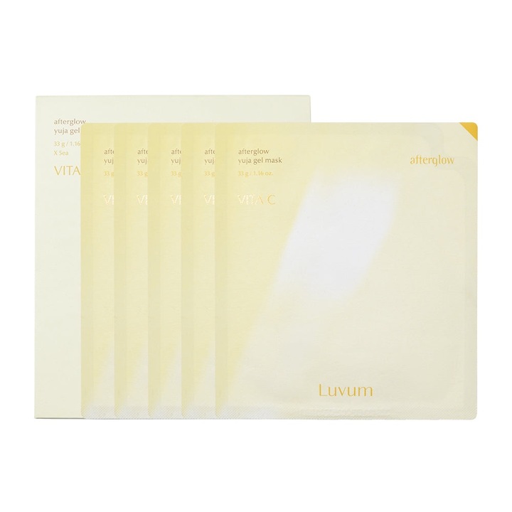 Set masca de fata gel, Luvum, Afterglow Yuja, ilumineaza si uniformizeaza tenul, hidratare intensa, 5 bucati