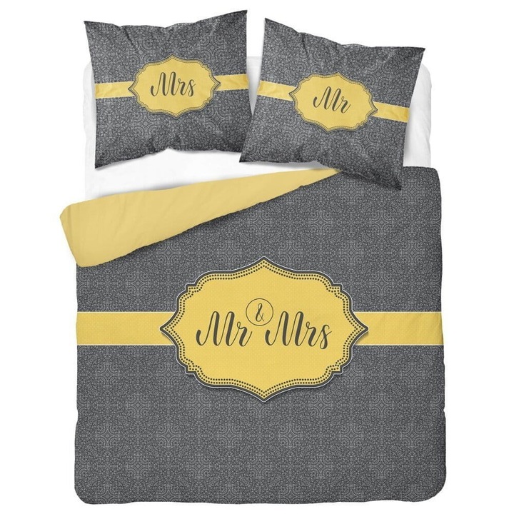 Set lenjerie de pat Detexpol, Holland Collection, 100% bumbac, 160x200cm, 2 fete de perna 70x80cm, alb, pentru 2 persoane