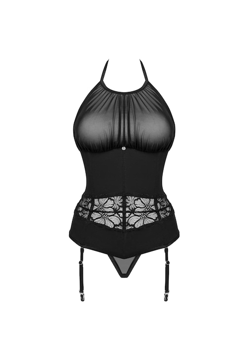 Obsessive Serafim szexi felső, fekete, csipke, ML INTL