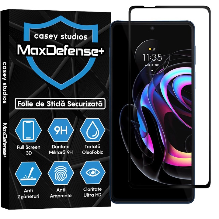 Folie Sticla CASEY STUDIOS™ pentru Motorola Moto Edge 20 PRO, Full Cover 3D, Full Glue, Ultra HD, Protectie Profesionala Ecran 3D, Anti Zgarieturi, Anti Amprente, Margini Negre