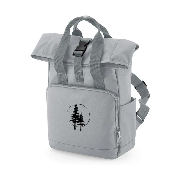 Rucsac mini roll-top, Empath, poliester reciclat, buzunar exterior compartimentat, buzunar interior, 23 x 32 x 11 cm, 9 l, gri