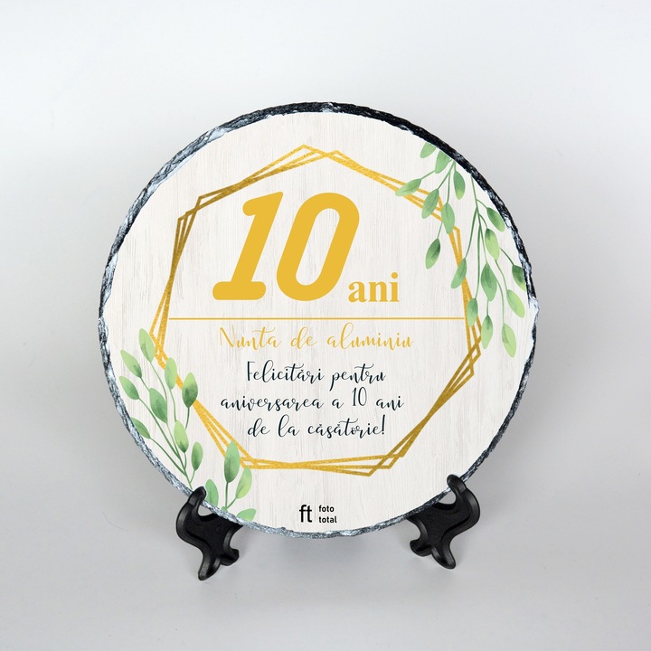 Placa decorativa rotunda, nunta de aluminiu, 20 cm