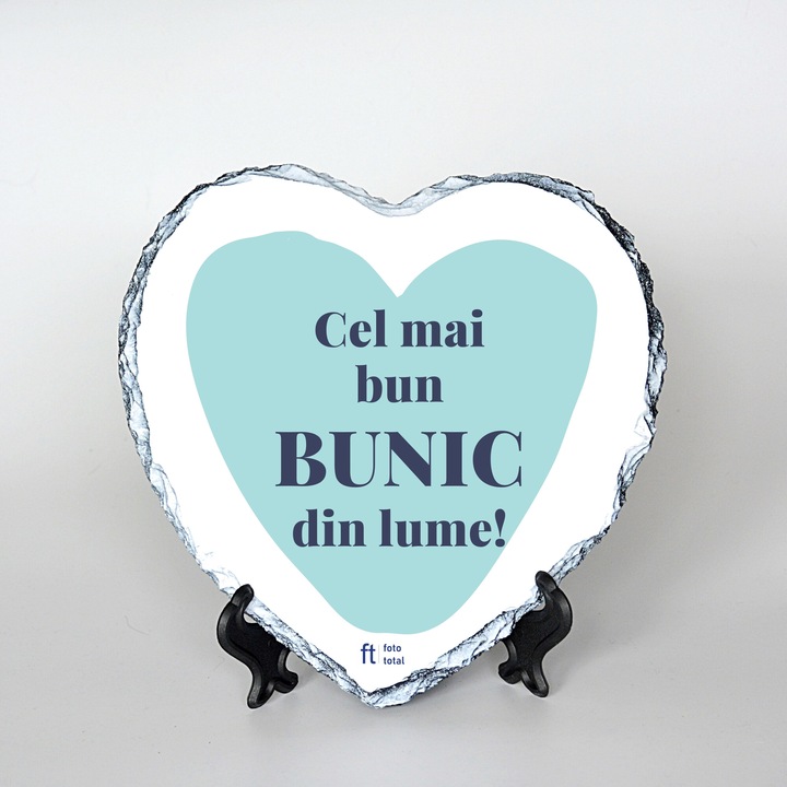 Placa decorativa inima, Cel mai bun bunic din lume, 20x20 cm