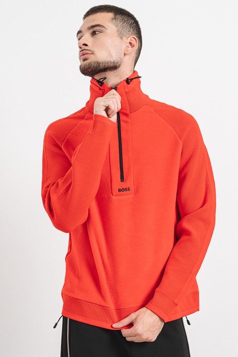 BOSS, Bluza de trening din fleece Zartic, Rosu vermillion