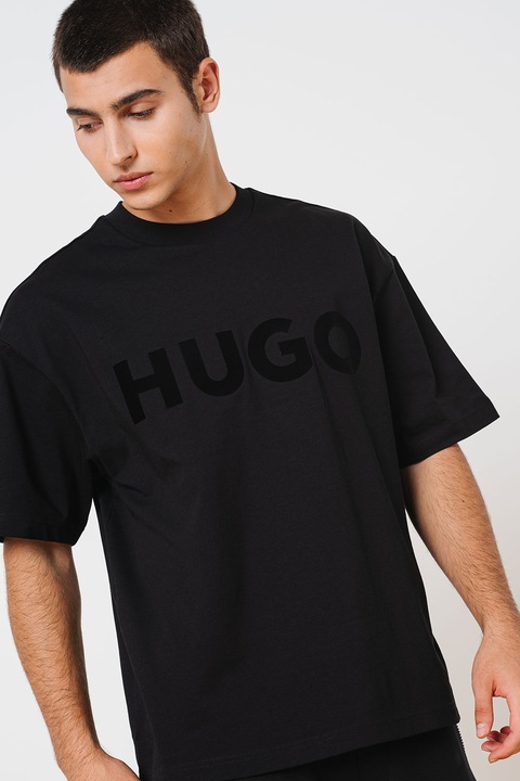 HUGO, Dinkee kerek nyakú, bő fazonú póló, Piros/Fekete