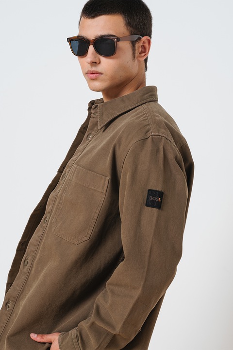 BOSS, Jacheta-camasa supradimensionata Lerato, Verde masliniu