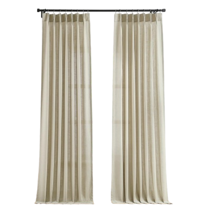 2db Voilybird függöny szett, félig átlátszó, vászon megjelenésű, 220 x 140 cm, sötét bézs