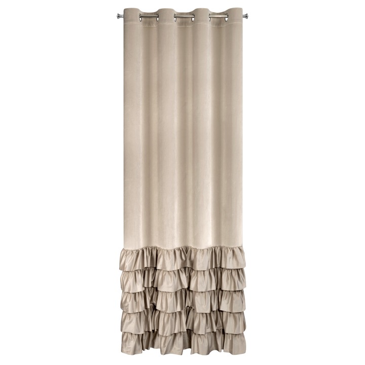Perdea DANI cu volane 140 x 250 cm inele Eurofirany bej