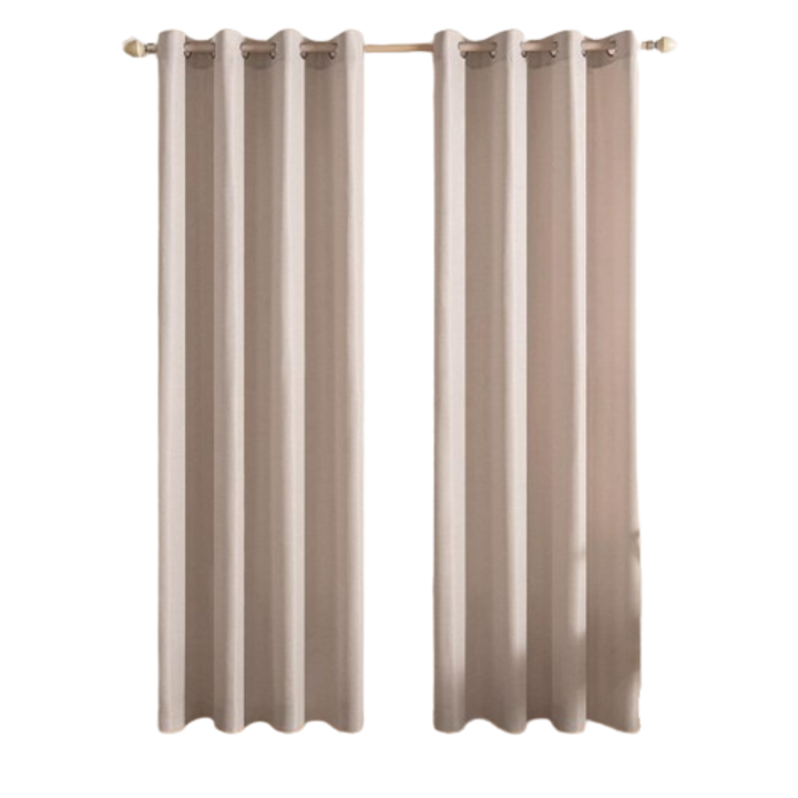 Függöny gyűrűkkel, 134 x 245 cm, Átlátszatlan, Sötétítő, Vászon megjelenés, A szoba elsötétítéséhez, Hővédelem és világítás, tökéletes ablakokhoz és ajtókhoz Hálószoba/Nappali, 2 darabos készlet, Világos bézs