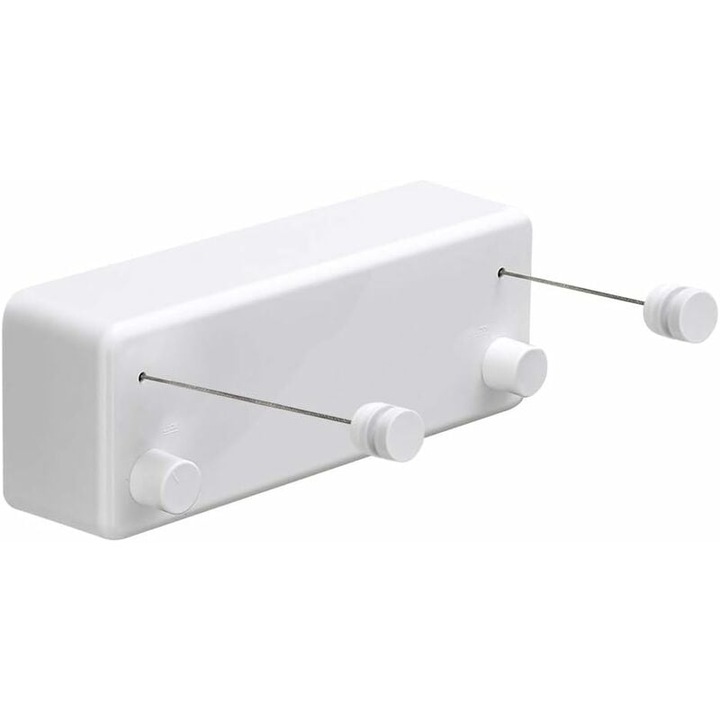 Sistem retractabil de uscare a rufelor Enforose, cablu din otel inoxidabil ajustabil, alb, 4.2m