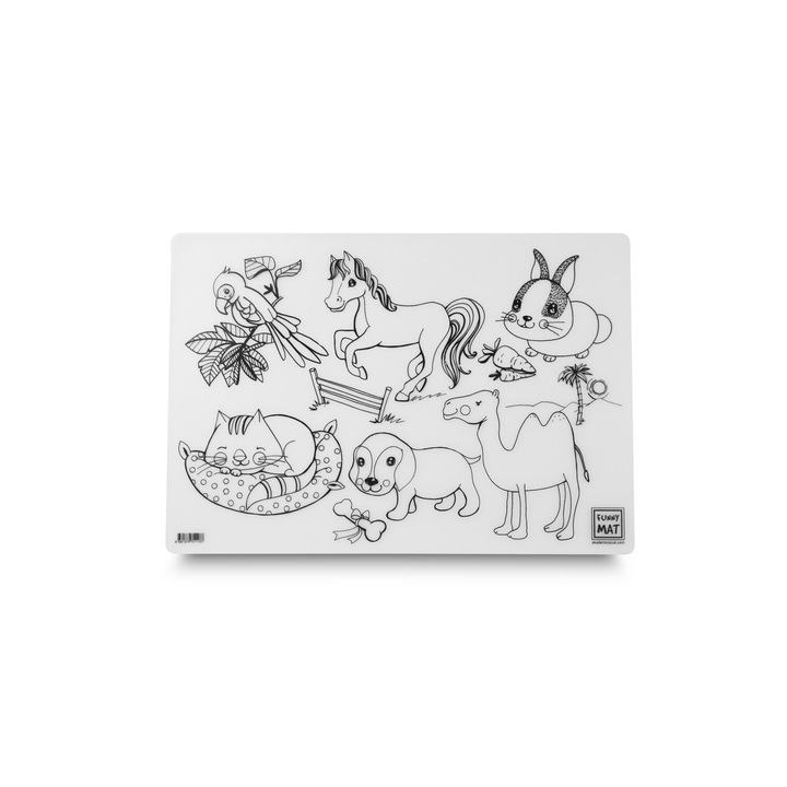 FUNNY MAT, Asztali Alátét és Színező, Állatok, 48x33.5cm