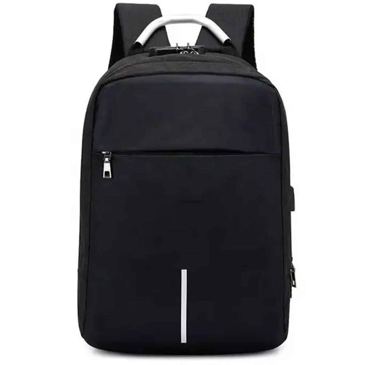 Rucsac pentru laptop cu sistem antifurt tip cifru, poliester, Orificiu pentru conectare casti inclus, Port USB, Impermeabil, Dimensiuni 42 x 28 x 15 cm, Negru