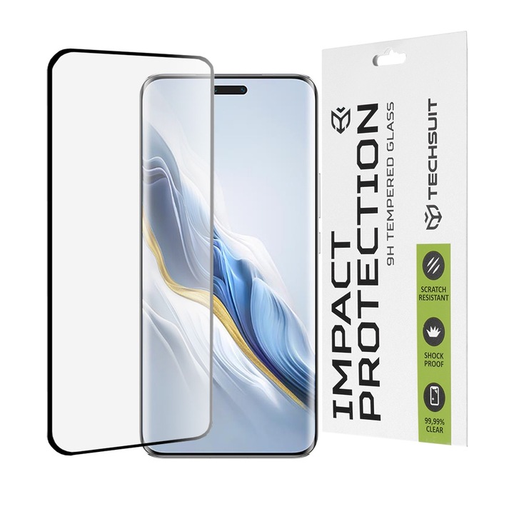 Folie pentru Honor Magic6 Pro, 111D Full Cover/Full Glue Glass/3D Curved Screen, B43, Sticla securizata, Black