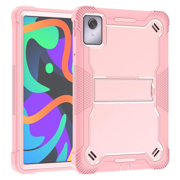 Калъф за Lenovo Tab M11 + фолио, V46, поликарбонат, TPU, закалено стъкло, силикон, розово злато