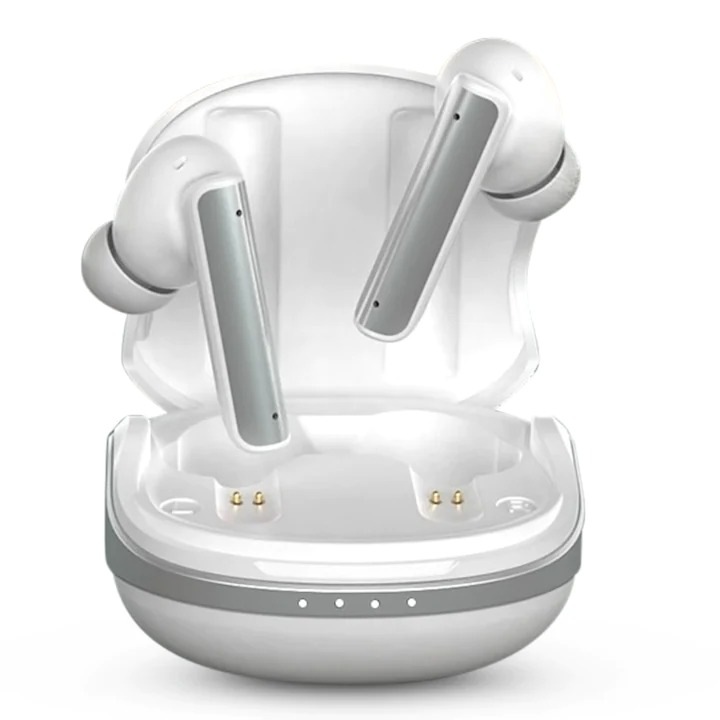 Vezeték nélküli fülhallgató, Bluetooth 5.3, kettős mikrofon, HD hívás, ANC környezeti zajszűrés, intelligens LED-kijelző, érintőgombok, automatikus párosítás, fehér