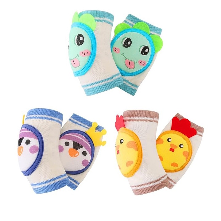 Genunchiere bebelusi Rqiurpn, bumbac, respirabile, set 3 perechi, multicolor, 3-9 luni