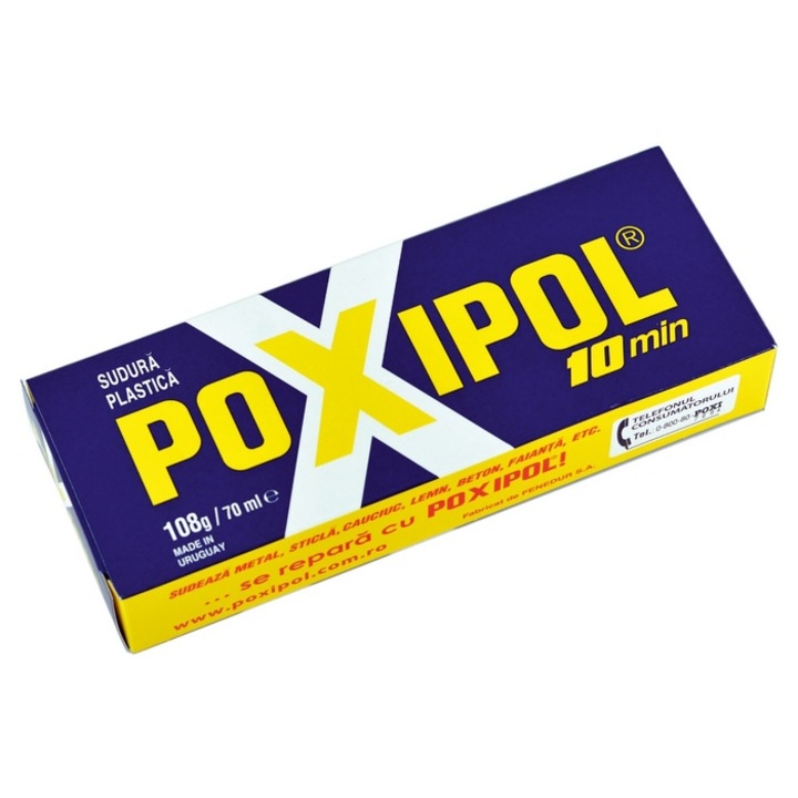 Adeziv bicomponent pentru metal, Poxipol 10 minute, gri, 70 ml