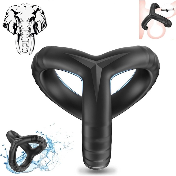 Секс играчка Fairykiss® Penis Ring, Забавяне на еякулацията, За подобряване на ерекцията, Стимулиране на изпъкналостта, Силиконов пръстен за пенис, Водоустойчив, Черен