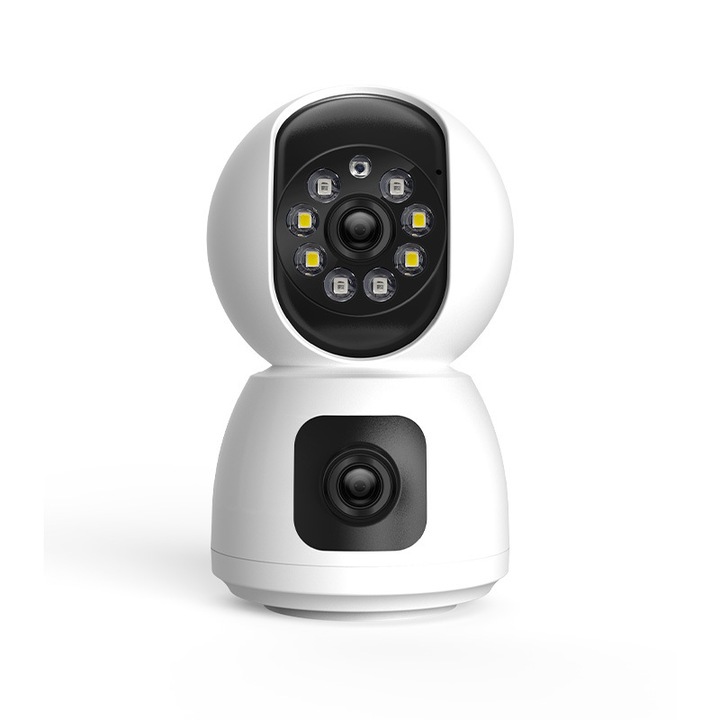 Camera de supraveghere GLSmart® RP03 Tilt 360 grade, Full HD 1080P, Night Vision, Detectarea miscarilor, Camera dubla, IP Wi-Fi
