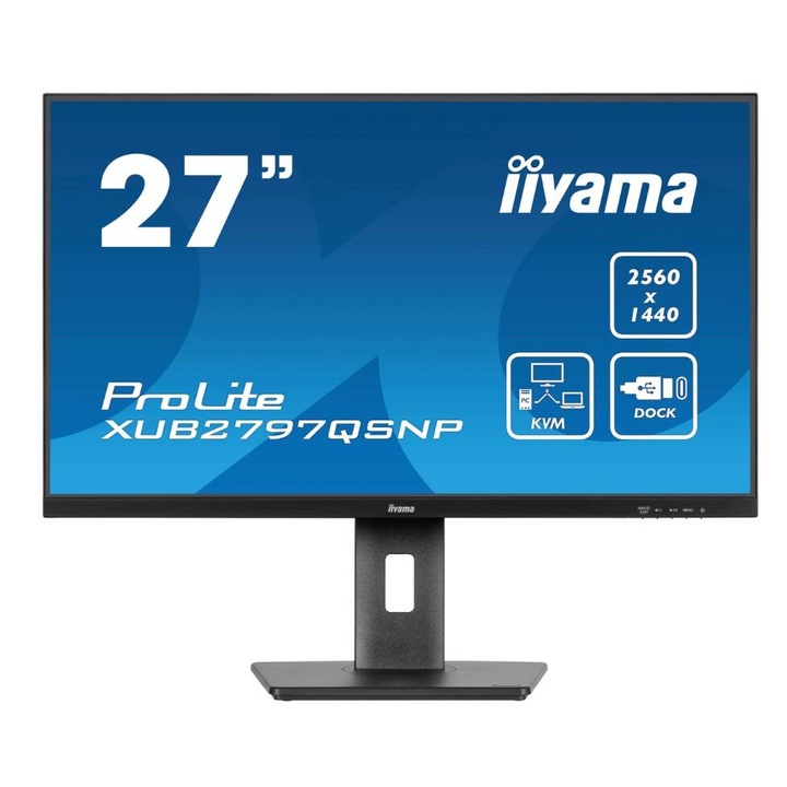 Monitor IPS LED Iiyama 27" XUB2797QSNP-B1, QHD 2560 x 1440, HDMI, DisplayPort, hangszórók, Pivot, 100 Hz, 1 ms fekete