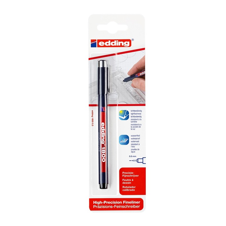 Liner Edding 1800 desen tehnic varf 0.5mm negru blister