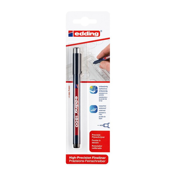 Liner Edding 1800 desen tehnic varf 0.1mm negru blister