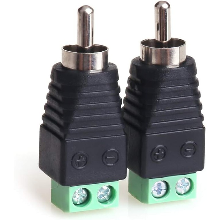 2 db RCA-AV adapter sorkapocs készlet, Tovbmup, műanyag/fém, zöld, 4,3x1,4x1,3 cm