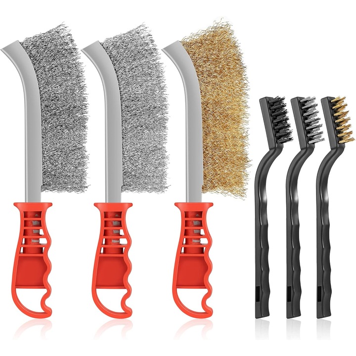 Set de perii pentru zgarieturi cu peri de sarma, Enforose, pentru suprafete metalice nefinisate, usor de depozitat