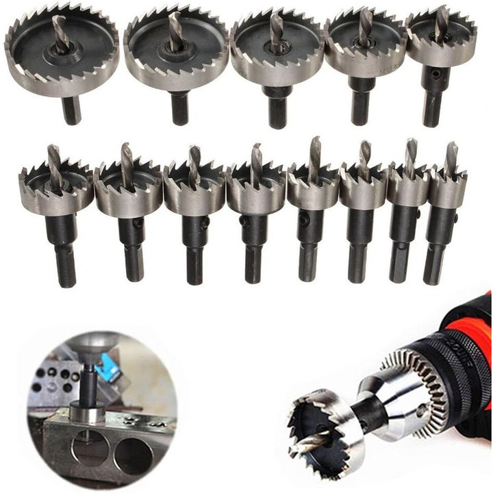 Kit de ferastrau cu gauri rezistent la socuri, taiere lina pentru metal, plastic, lemn, otel inoxidabil si multe altele, de inalta precizie, taiere rapida a gaurilor, compatibil cu utilizarea masinii electrice (13 buc)