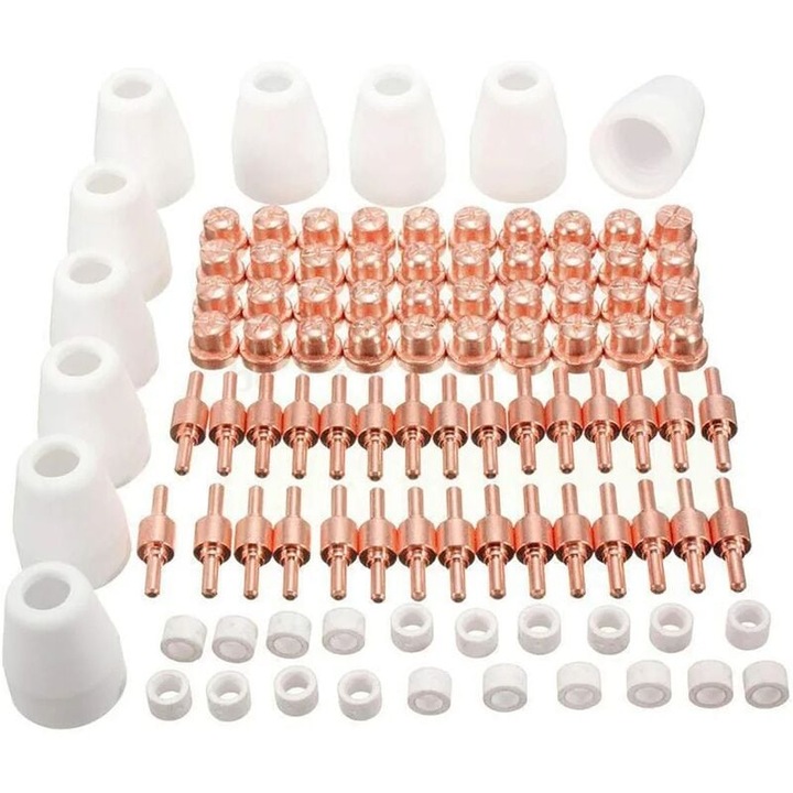 Set consumabile pentru taiere cu plasma LG-40/PT-31, 100 piese, electrozi, cupe de protectie, duze