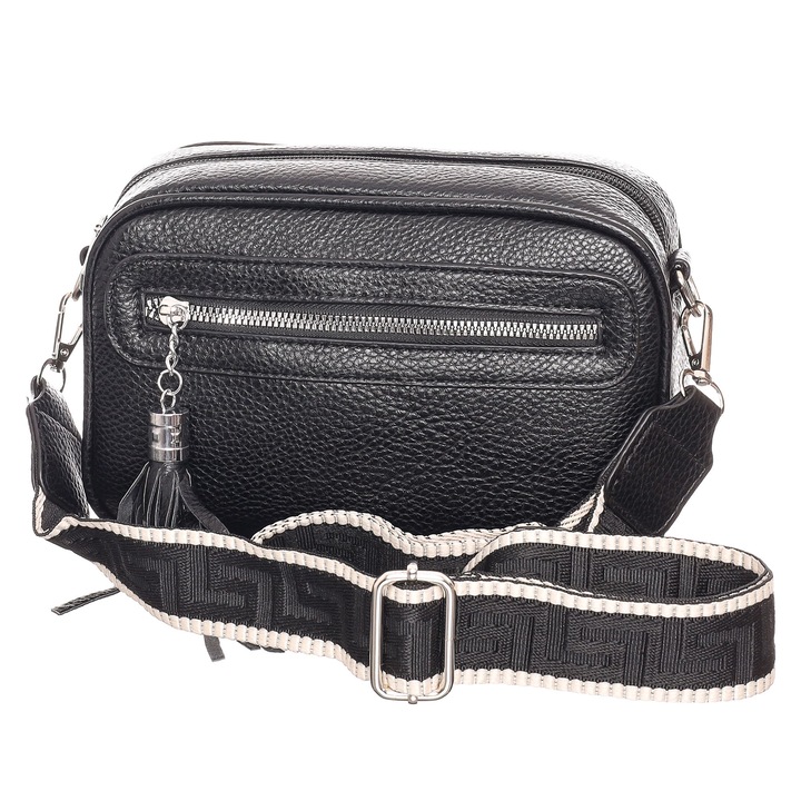 Geanta de dama, Hernan Bag's Collection, neagra, piele artificiala, 22 x 15 x 8 cm, HB0282