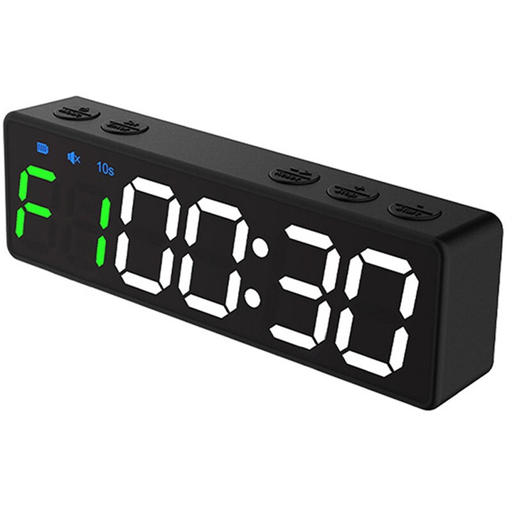 Sport stopperóra, újratölthető stopperóra, hordozható visszaszámláló és felfelé számláló óra mágneses hátlappal