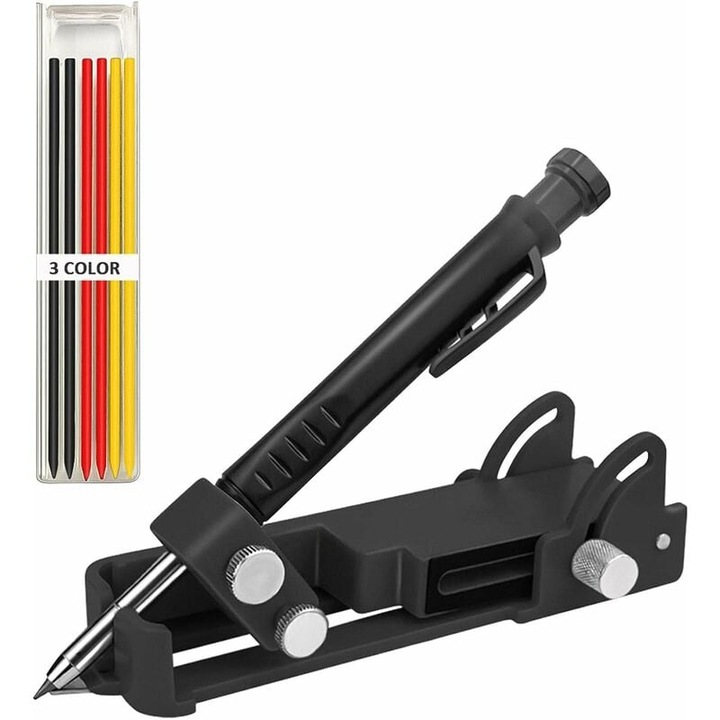 Instrument de trasare 3in1, Enforose, ghidaj de adancime reglabil, compact, pentru lemn si metal